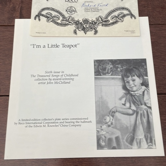 Bradford Exchange Collector Plate I’m a Little Teapot - Picture 3 of 6